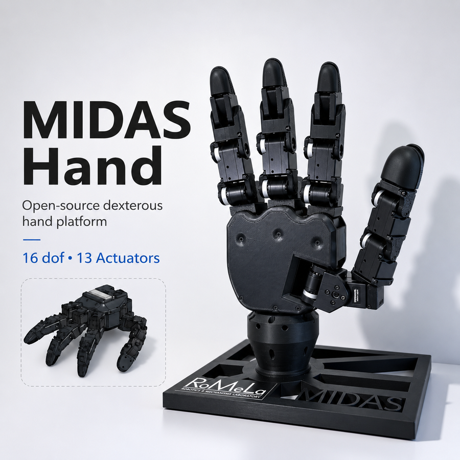 MIDAS anthropomorphic robotic hand for tactile manipulation research